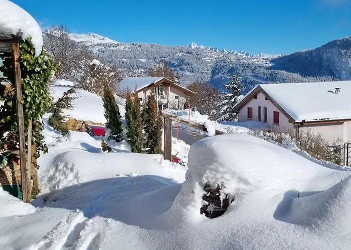 Cosy Plein Sud Proche Crans Montana Et Anzere! Vue Unique Sur Les Alpes شاليه *